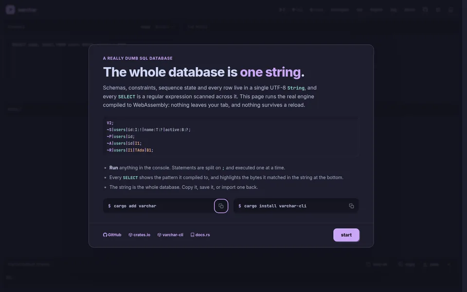 Screenshot of varchar